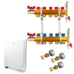 Sárgaréz elosztó szett 5 körös pexal cső 16×2 radiátorokhoz teljesen felszerelt