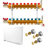 Brass Manifold Set 9 Circuits pexal pipe 16×2 for radiators fully equipped